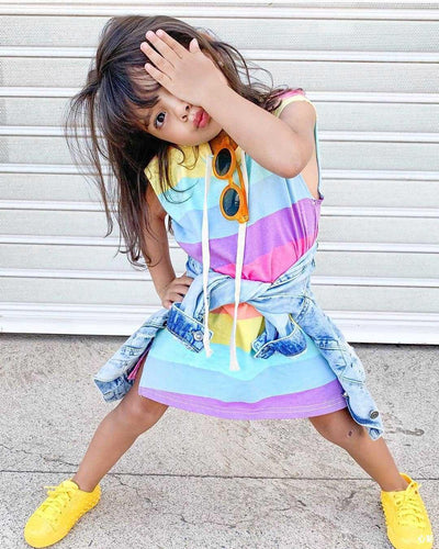 Vestido Princesa Arcoíris Estilo Occidental sin Mangas para Niñas - Image 3