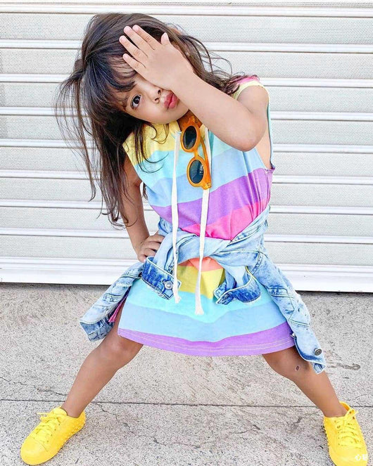Vestido Princesa Arcoíris Estilo Occidental sin Mangas para Niñas - Image 3