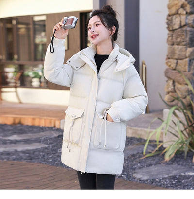 Abrigo de Invierno Coreano para Mujer - Algodón Grueso Largo - Image 12