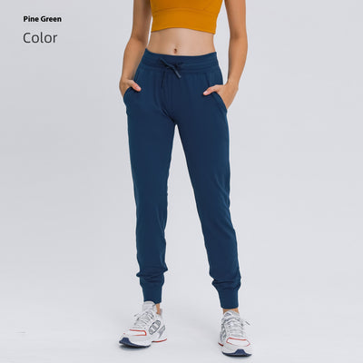 Pantalones Yoga Cintura Alta Mujer con Cordón Secado Rápido Elásticos