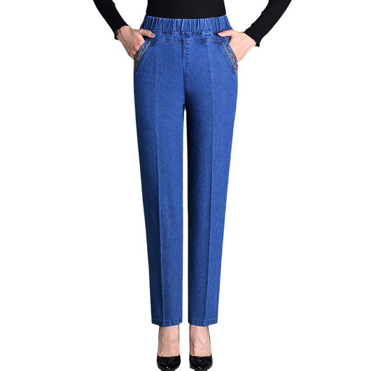 Pantalones Vaqueros Talle Alto Cintura Elástica Corte Recto - Image 2