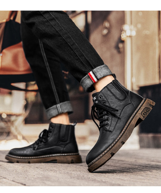 Botas Martin de Cuero para Hombre - Estilo Retro Versátil - Image 22