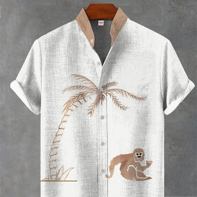 Camisa Hawaiana de Lino Estampada para Hombre - Manga Corta Casual