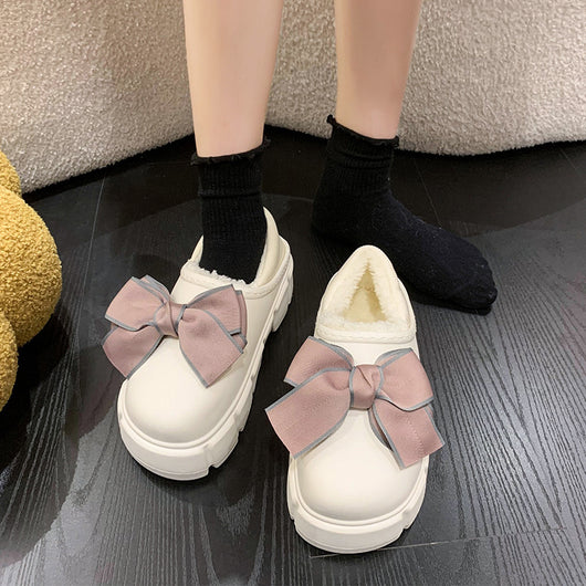 Pantuflas de Algodón con Lazo Cálidas y Impermeables para Casa - Image 7