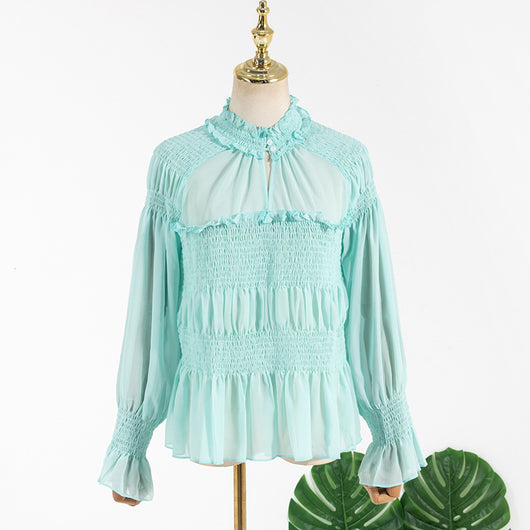 Blusa de Gasa Manga Larga Suelta para Mujer - Image 12