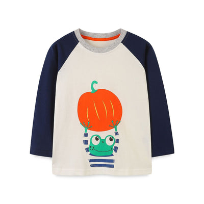 Playera Cuello Redondo Estampado Calabaza Halloween Otoño Europeo Americano - Image 5