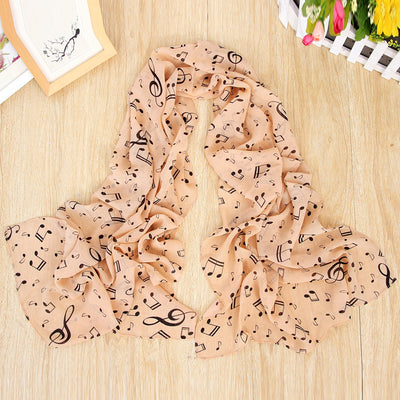 Pañuelo de Seda Chifón Estampado con Notas Musicales para Mujer - Image 3