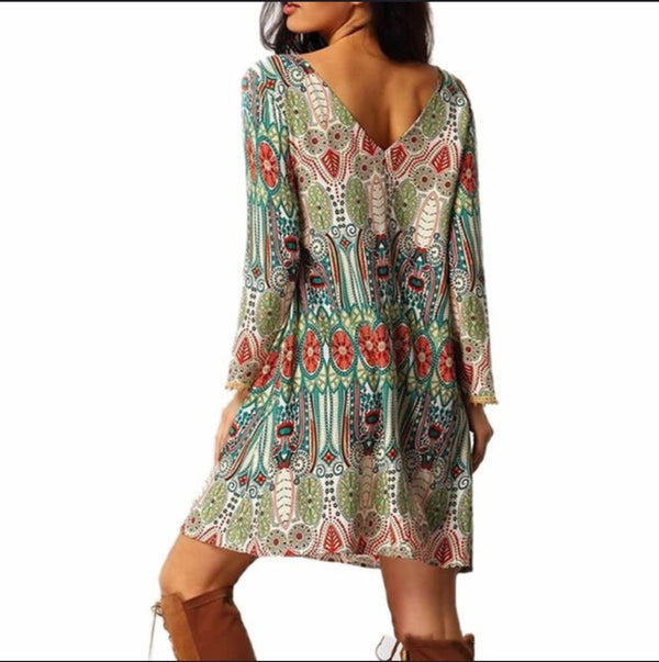 Vestido de Estilo Nacional con Manga de Nueve Puntos para Mujer
