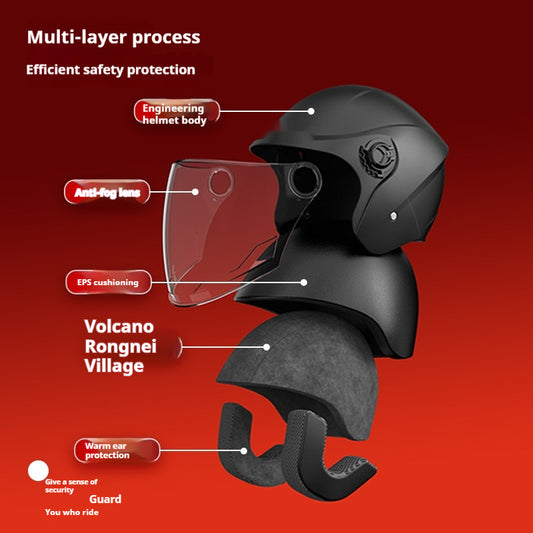Casco de Moto Eléctrica con Aislamiento Térmico y Protección Contra el Viento - Image 2