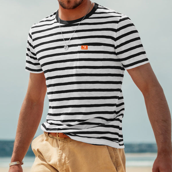 Camiseta Rayada de Manga Corta para Hombre - Comodidad de Verano - Image 6