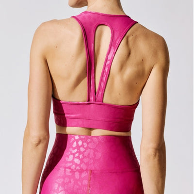 Conjunto de Yoga y Fitness Estampado Leopardo Metalizado para Mujer - Image 3