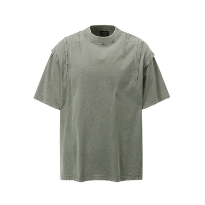 Camiseta Oversized Efecto Gastado con Costuras de Diseño - Image 2