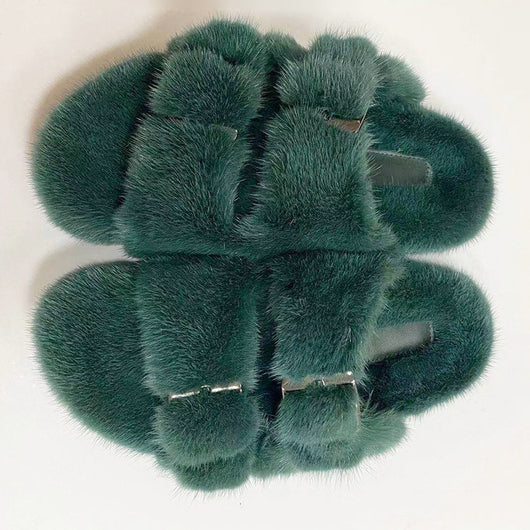 Pantuflas de Casa Verano Sólidas con Suela Gruesa y Doble Botonadura