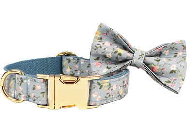 Collar Floral Azul de Algodón Poliéster para Mascotas - Image 23