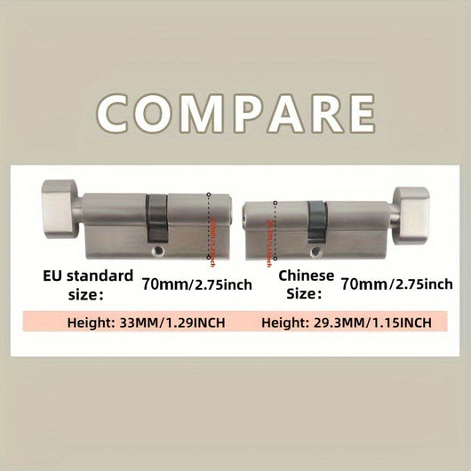 Cilindro de Cerradura Estándar Europeo 70mm con 5 Llaves - Acero Inoxidable - Image 2