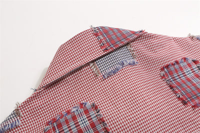 Camisa de Cuadros con Parches Desgastados para Hombre - Image 15