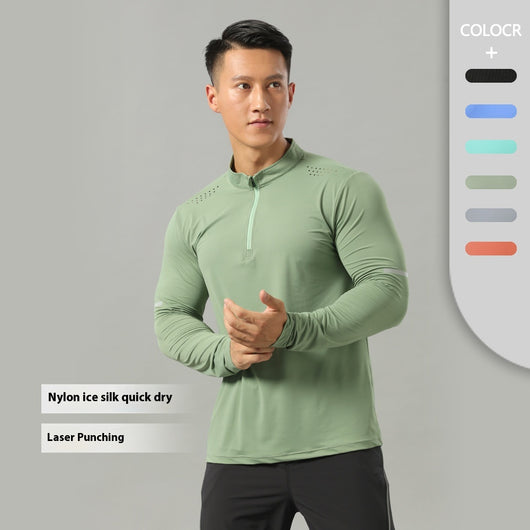Camiseta Deportiva de Manga Larga Elástica Secado Rápido para Hombre