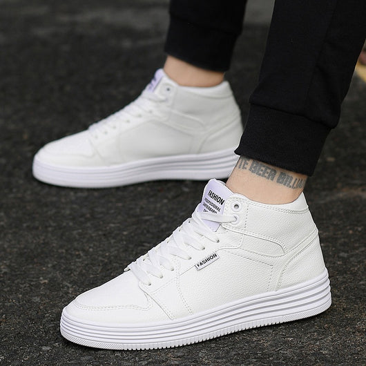 Zapatillas Blancas Altas para Hombre con Cierre de Correa - Image 10
