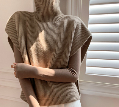 Suéter de Cuello Alto sin Mangas - Tejido Versátil y Elegante - Image 15