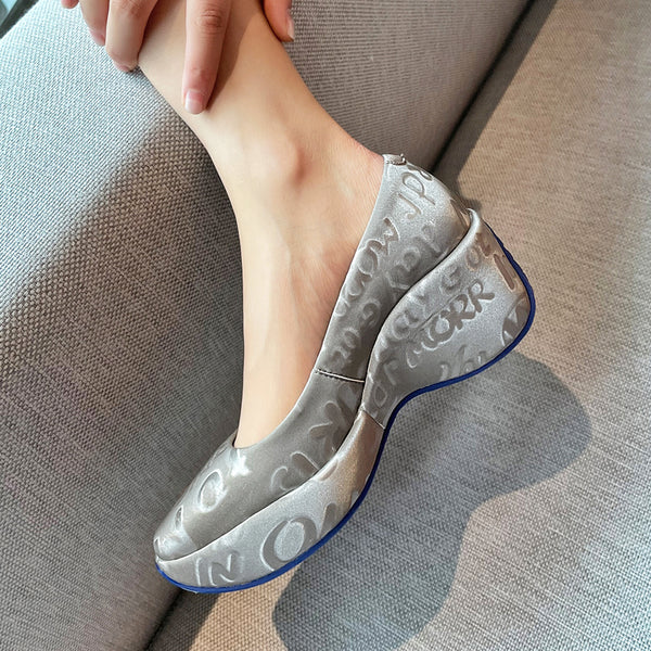 Zapatos Plataforma Punta Cuadrada con Suela Acolchada para Mujer