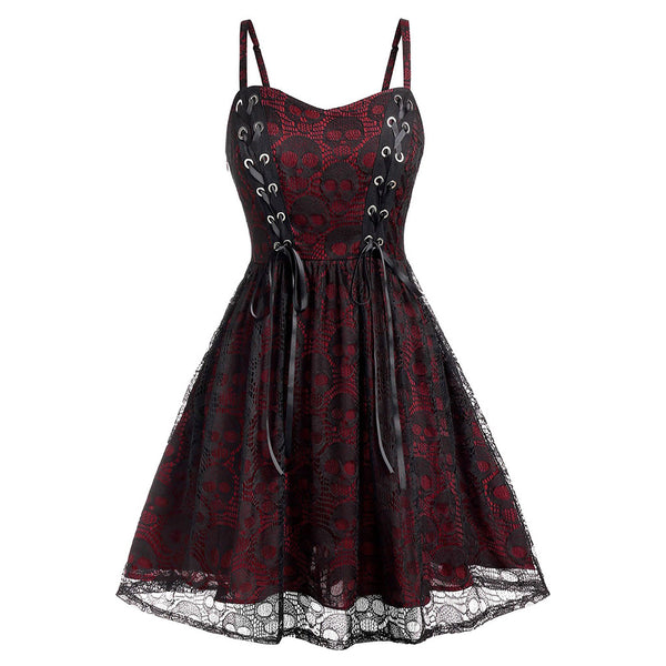 Vestido Suspender con Calavera y Cordones Sexy - Image 5