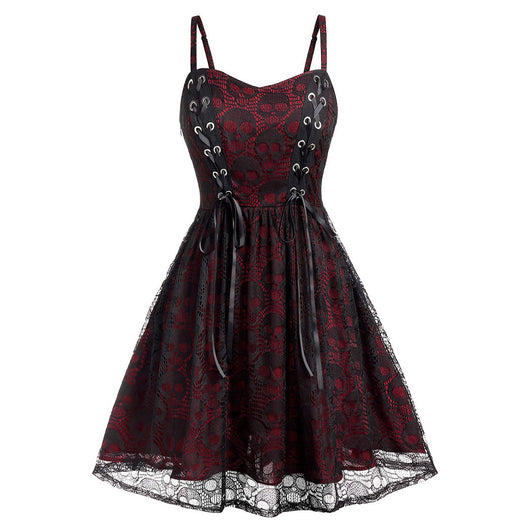 Vestido Suspender con Calavera y Cordones Sexy - Image 5