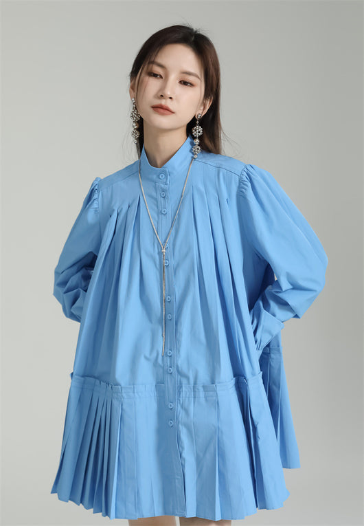 Vestido Camisero Plisado Manga Larga Diseño Exclusivo - Image 14