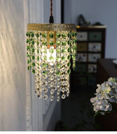Lámpara de Mesita Retro Verde Glaciar con Cristal Decorativo - Image 10