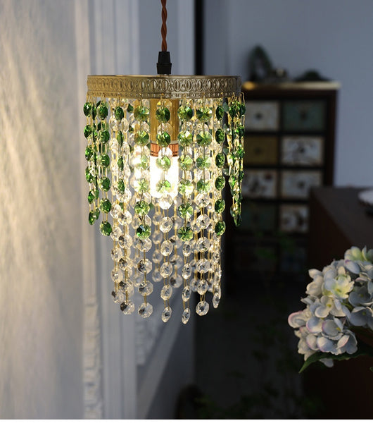 Lámpara de Mesita Retro Verde Glaciar con Cristal Decorativo - Image 10