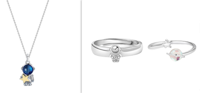 Collar de Pareja Astronauta en Plata Esterlina - Cadena para el Pecho - Image 7