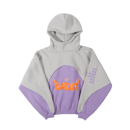 Sudadera con Capucha Acolchada de Terciopelo y Contraste de Colores - Image 3