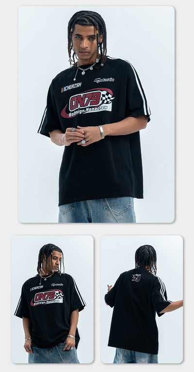 Playera Retro de Carreras con Estampado Desgastado - Unisex para Pareja - Image 9