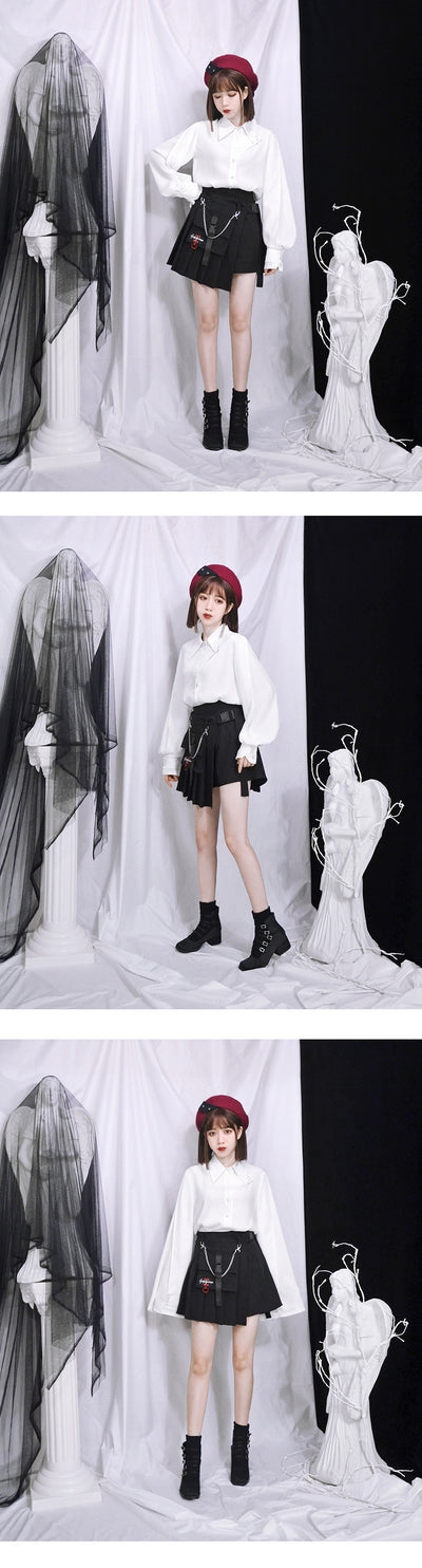 Falda Corta Hakama con Pliegues Irregulares - Image 7