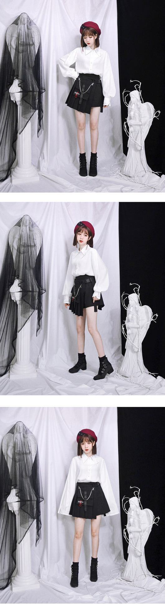 Falda Corta Hakama con Pliegues Irregulares - Image 7