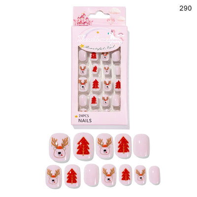 Uñas Postizas Navideñas para Niñas - Set 24 Piezas Listas para Usar - Image 23