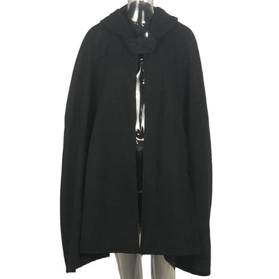Poncho Capa de Lana con Capucha y Botones Oversized para Mujer - Image 4