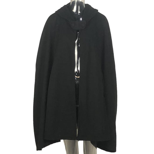 Poncho Capa de Lana con Capucha y Botones Oversized para Mujer - Image 4