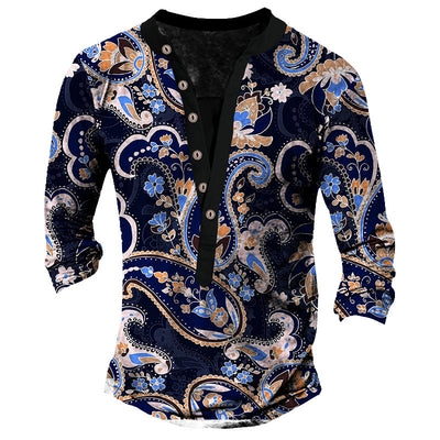 Camiseta Retro con Cuello Henry de Manga Larga para Hombre - Image 10