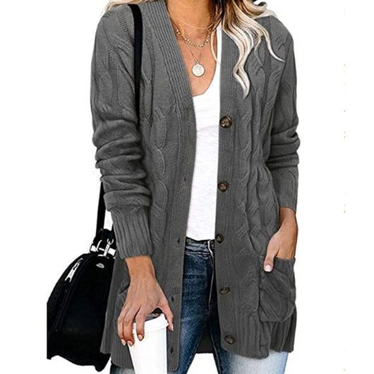 Abrigo Tejido Casual con Botones para Mujer - Otoño e Invierno - Image 5