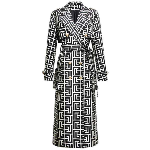 Gabardina Larga Negra Estampada - Image 6