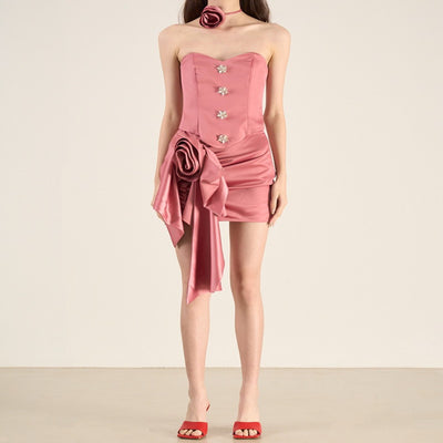 Conjunto de Dos Piezas Satinado Rosa Tridimensional - Colección Rejuvenecedora para Cumpleaños - Image 8