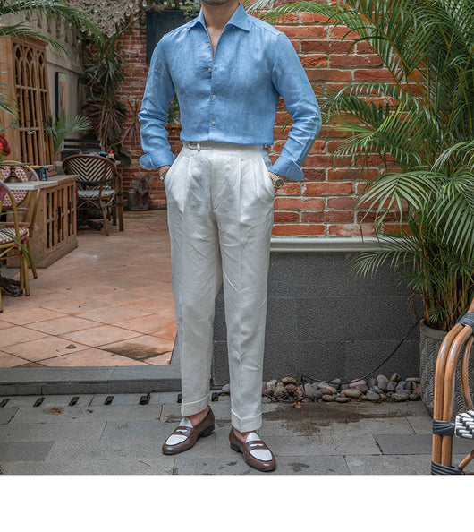 Camisa de Lino Retro con Mangas Largas - Estilo Casual - Image 12