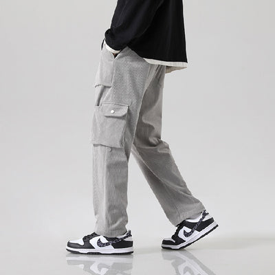 Pantalón Cargo Corduroy Holgado Multibolsillos de Corte Recto - Image 8