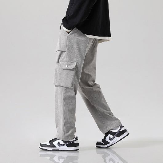 Pantalón Cargo Corduroy Holgado Multibolsillos de Corte Recto - Image 8