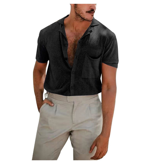 Camisa de Lino Casual para Hombre de Manga Corta