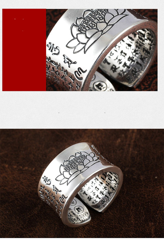 Anillo de Plata Pura con Flor de Loto Vintage para Mujer - Image 5