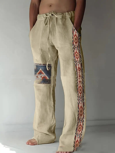 Pantalones Étnicos Rectos con Cordón para Hombre - Image 7