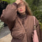 Chaqueta Beisbolera Retro Americana Café para Mujer