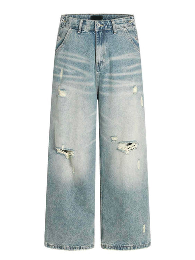 Jeans Rectos Holgados con Rotos Lavado Agua - Verano - Image 9