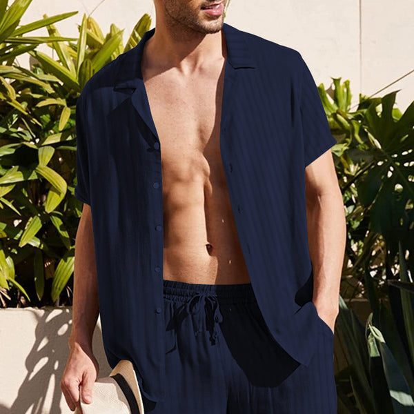 Camisa Polo Cardigan Holgada de Lino para Hombre - Verano